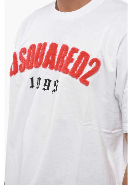 Tricouri DSQUARED2 Crew Neck D2 Sherpa T-Shirt With Logo Patch White Barbati (BM 19088816) 3