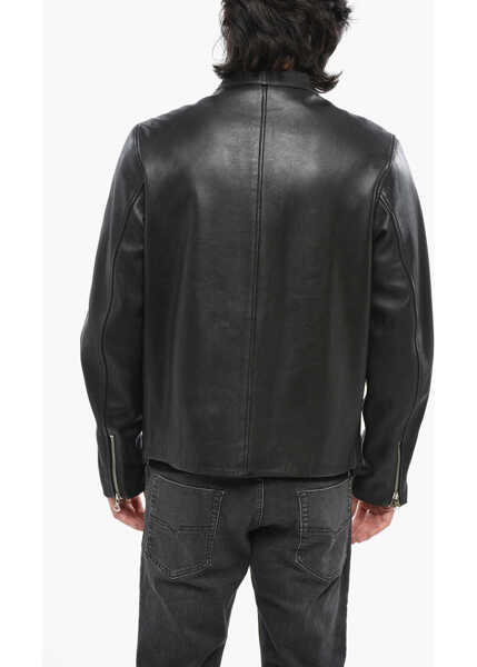 Geci de piele Diesel Red Tag Leather Metal Jacket With Embossed Logo Black Barbati (BM 19088822) 2