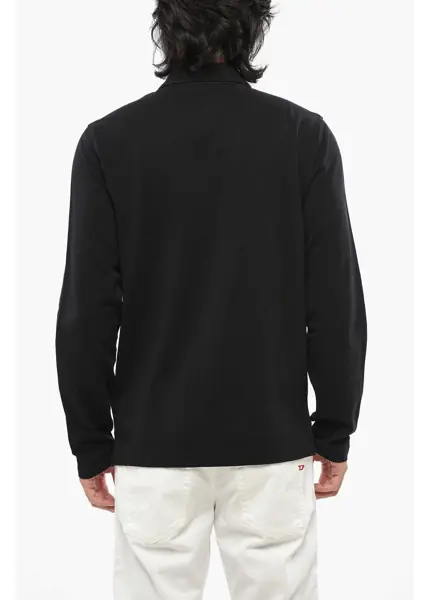 Tricouri Polo Diesel Long Sleeved Piqu Cotton T-Smith-Ls-Out Polo Shirt Black Barbati (BM 19088825) 2