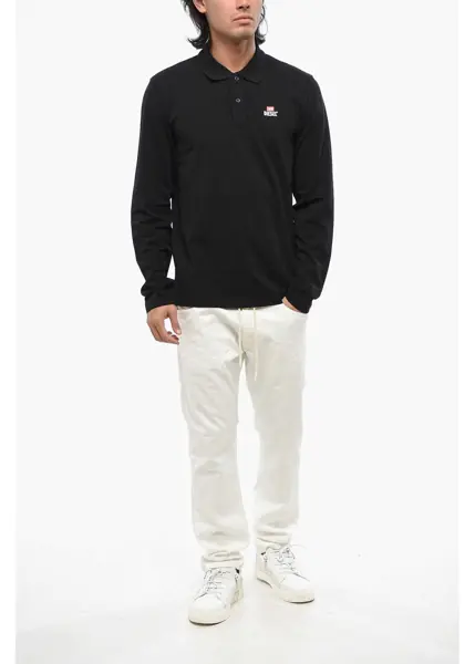 Tricouri Polo Diesel Long Sleeved Piqu Cotton T-Smith-Ls-Out Polo Shirt Black Barbati (BM 19088825) 4