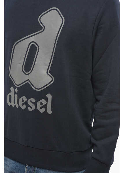 Bluze de trening Diesel Crew Neck Brushed Cotton Sweatshirt With Printed Logo Blue Barbati (BM 19088828) 3