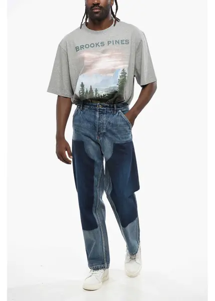 Blugi drepti Dior Patchwork Effect Straight Leg Jeans 21Cm Blue Barbati (BM 19088834) 4