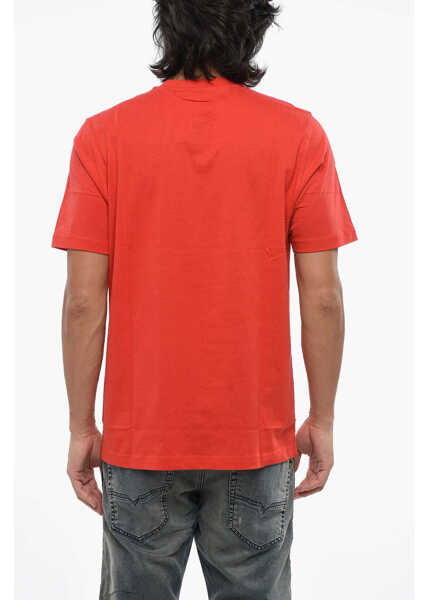 Tricouri Diesel Solid Color T-Just 10-4 Crew-Neck T-Shirt With Bleached Logo Red Barbati (BM 19088837) 2