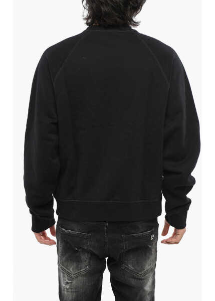 Bluze de trening DSQUARED2 Crew Neck Fleeced Cotton Sweatshirt With Printed Logo Black Barbati (BM 19088852) 2