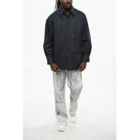 Camasi de blugi pentru Barbati - Camasi de blugi Valentino Garavani Denim Overshirt With Hidden Buttoning And Leather Logo Patch Blue Barbati (BM 19088864) - B-mall.ro