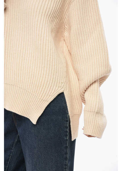 Pulovere Jil Sander Wool Crew-Neck Sweater With Side Split Beige Femei (BM 19088870) 3