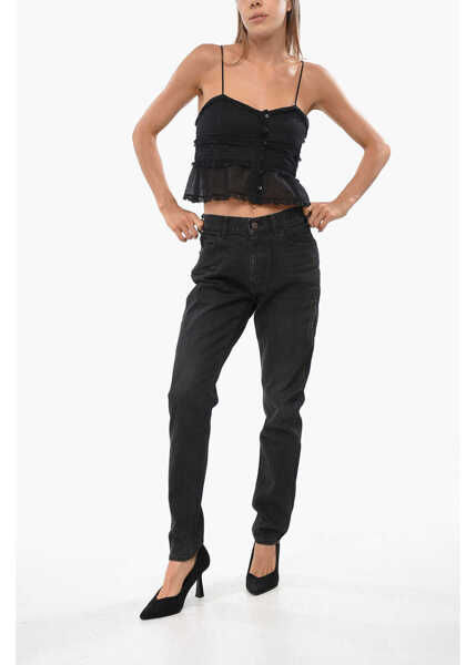 Blugi skinny Cline Dark Wash Jeans With Logo-Button 15Cm Black Femei (BM 19088873) 4