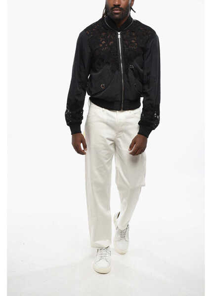 Bomber jacket Dolce & Gabbana Solid Color Bomber Jacket With Lace Inserts And Silver-Tone Black Barbati (BM 19088879) 4