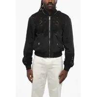 Bomber jacket Solid Color Bomber Jacket With Lace Inserts And Silver-Tone Barbati