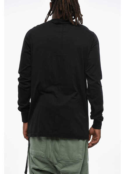 Tricouri Rick Owens Long Sleeved Crew-Neck T-Shirt With Logoed Detail Black Barbati (BM 19088888) 2