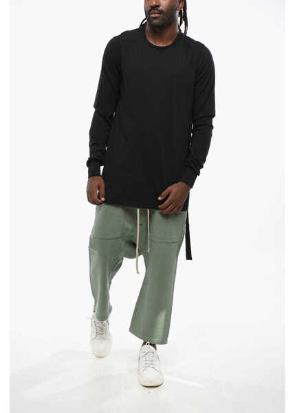 Tricouri Rick Owens Long Sleeved Crew-Neck T-Shirt With Logoed Detail Black Barbati (BM 19088888) 4