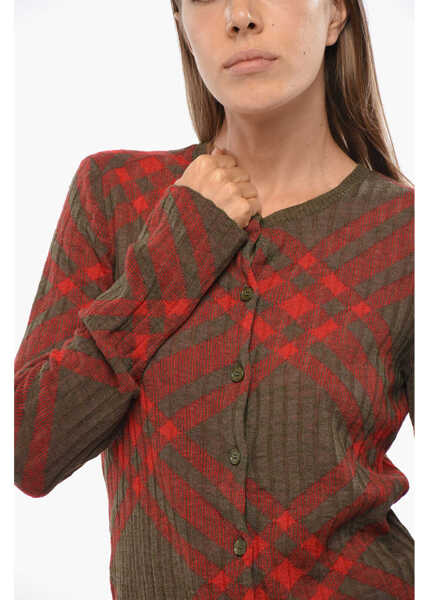 Cardigane Burberry Two-Tone Wool Blend Cardigan Red Femei (BM 19088891) 3