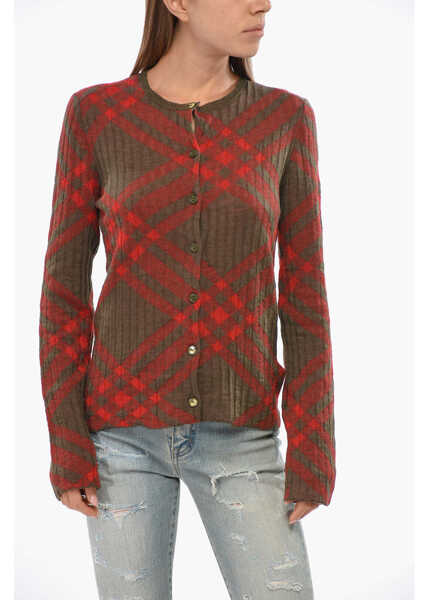 Cardigane Burberry Two-Tone Wool Blend Cardigan Red Femei (BM 19088891) 1