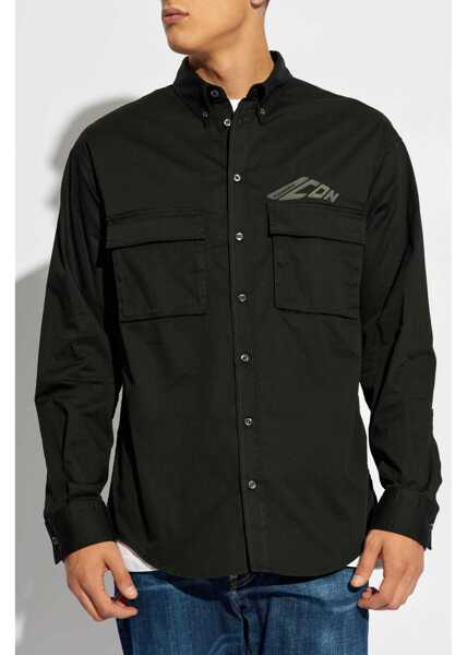 Camasi casual DSQUARED2 Button-Down Icon Shirt With Utility Pockets Black Barbati (BM 19088963) 3