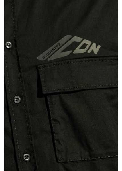 Camasi casual DSQUARED2 Button-Down Icon Shirt With Utility Pockets Black Barbati (BM 19088963) 5