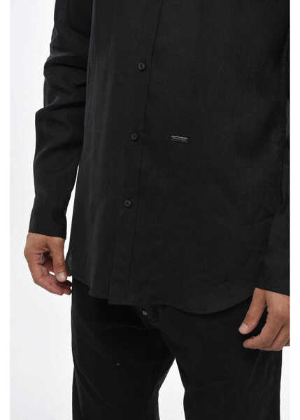 Camasi casual DSQUARED2 Button-Down Linen Shirt Black Barbati (BM 19088969) 3
