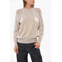 Pulovere Cashmere And Silk Crew-Neck Sweater With Rhinestone Femei