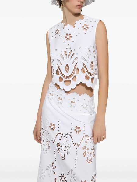 Bluze Dolce & Gabbana Sangallo Cropped Top White Femei (BM 19089005) 5