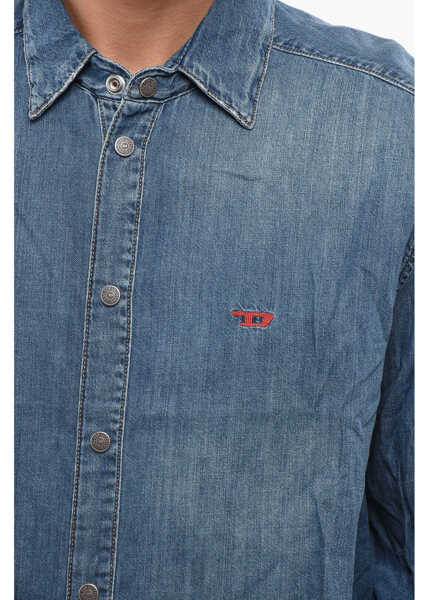 Camasi de blugi Diesel Red Tag Denim D-Simply Shirt With Snap Buttons Blue Barbati (BM 19089008) 3