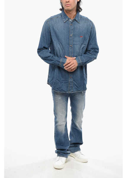 Camasi de blugi Diesel Red Tag Denim D-Simply Shirt With Snap Buttons Blue Barbati (BM 19089008) 4