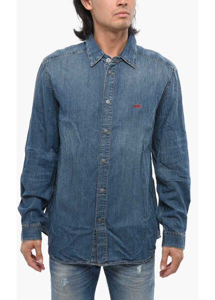 Camasi de blugi Diesel Red Tag Denim D-Simply Shirt With Snap Buttons Blue Barbati (BM 19089008) 1