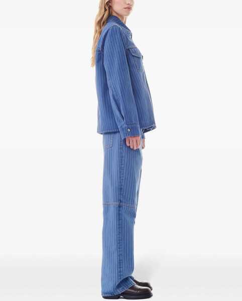 Geci de blugi Ganni Striped Denim Jacket With Logoed Buttons Blue Femei (BM 19089020) 3