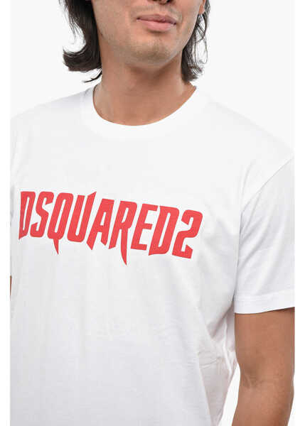 Tricouri DSQUARED2 Logo Printed Cool Fit Crew-Neck T-Shirt White Barbati (BM 19089032) 3