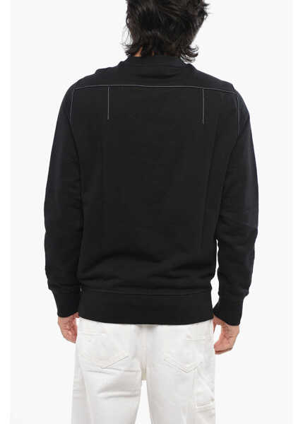 Bluze de trening Alexander McQueen Brushed Cotton Crew-Neck Sweatshirt With Visible Stitching Black Barbati (BM 19089041) 2