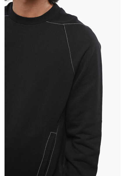 Bluze de trening Alexander McQueen Brushed Cotton Crew-Neck Sweatshirt With Visible Stitching Black Barbati (BM 19089041) 3