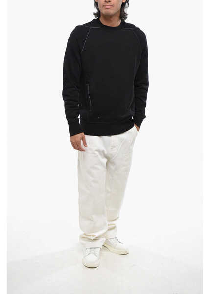 Bluze de trening Alexander McQueen Brushed Cotton Crew-Neck Sweatshirt With Visible Stitching Black Barbati (BM 19089041) 4