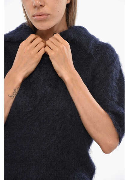 Tricouri Polo Marni Solid Color Fuzzy Sweater With Polo Neck Midnight Blue Femei (BM 19089044) 3