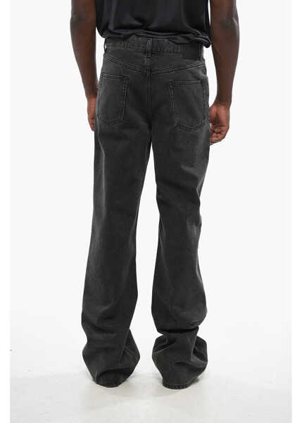 Blugi drepti Alexander McQueen Dark-Wash Baggy Jeans With Hammered Leather Logo Patch 28Cm Black Barbati (BM 19089047) 2