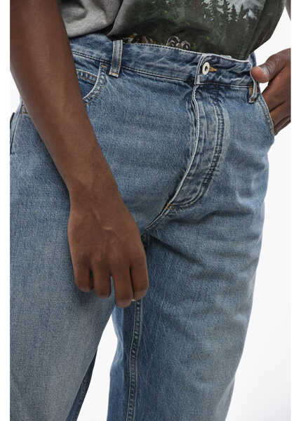 Blugi drepti Bottega Veneta Straight Leg Regular Fit Jeans With Leather Patch 22Cm Blue Barbati (BM 19089056) 3