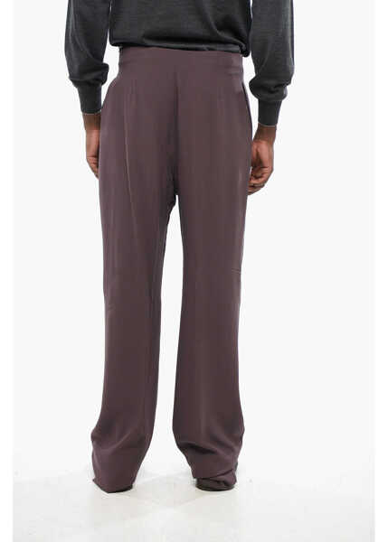 Pantaloni casual Saint Laurent Single Pleated Silk Wide Leg Pants Brown Barbati (BM 19089062) 2
