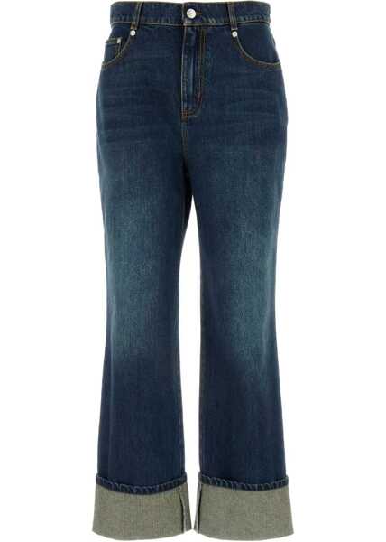 Blugi drepti Alexander McQueen Cuffed Hem Stonewashed Jeans Blue Femei (BM 19089068) 1