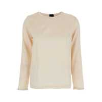 Bluze PLAIN Beige Long Sleeves Blouse In Silk Woman