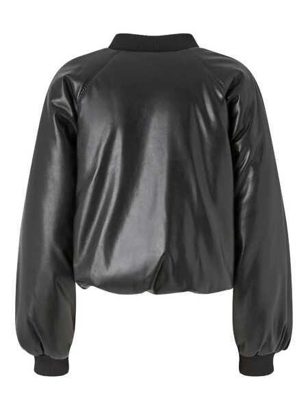 Bomber jacket Pinko Black Cropped Bomber Jacket With Front Zip Closure In Ecoleather Woman Black Femei (BM 19089216) 2