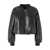 Pinko Black Cropped Bomber Jacket With Front Zip Closure In Ecoleather Woman Black
