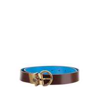 Curele Brown Reversible Belt With Buckle Closure And Love Birds Diamond Cut Plaque On The Front In Leather Woman Femei