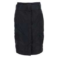 Fuste Black Pencil Skirt With Adjustable Belt With Buckle And Geometric Stitching In Tech Fabric Woman Femei