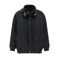 Geci 'Clarinda' Blue Jacket With Removable Sequin Collar And Drawstring Waist In Tech Fabric Woman Femei