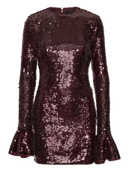 Rochii ROTATE Birger Christensen Bordeaux Sequin Crewneck Mini Dress With Flared Sleeves In Tech Fabric Stretch Woman Red Femei (BM 19089375) 1