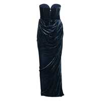 Rochii Blue Off-Shoulder Dress With Sweetheart Neckline In Velvet Woman Femei