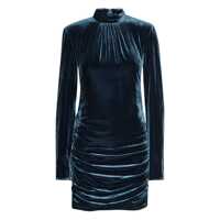 Rochii Blue Mini Dress With High Neck And Rear Zip Closure In Velvet Woman Femei