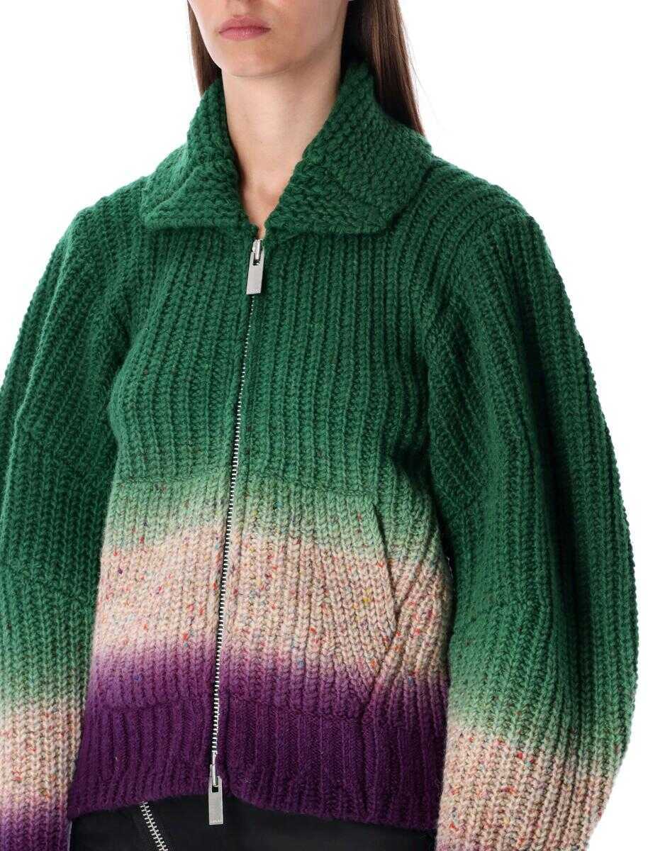 Cardigane Sacai Sacai Multicolor Knitted Wool Bomber Cardigan GREEN MULTI Femei (BM 19090449) 3