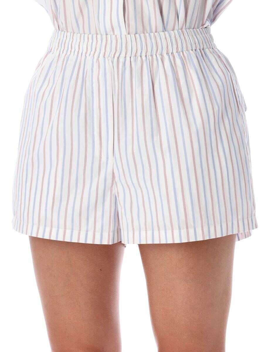Pantaloni casual REMAIN BIRGER CHRISTENSEN Remain Birger Christensen Multicolor Striped Poplin Shorts WHITE STRIPE Femei (BM 19090491) 3