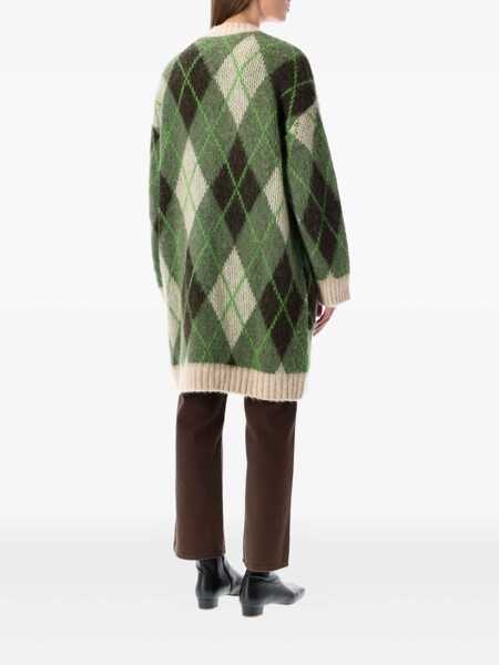 Cardigane Emporio Armani Emporio Armani Long Argyle Alpaca Cardigan GREEN Femei (BM 19090638) 2