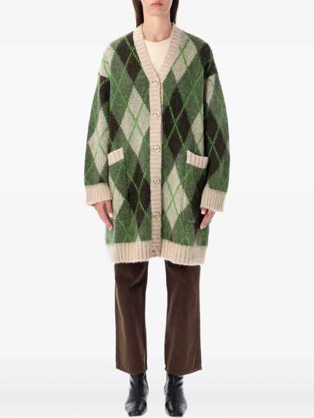 Cardigane Emporio Armani Emporio Armani Long Argyle Alpaca Cardigan GREEN Femei (BM 19090638) 1