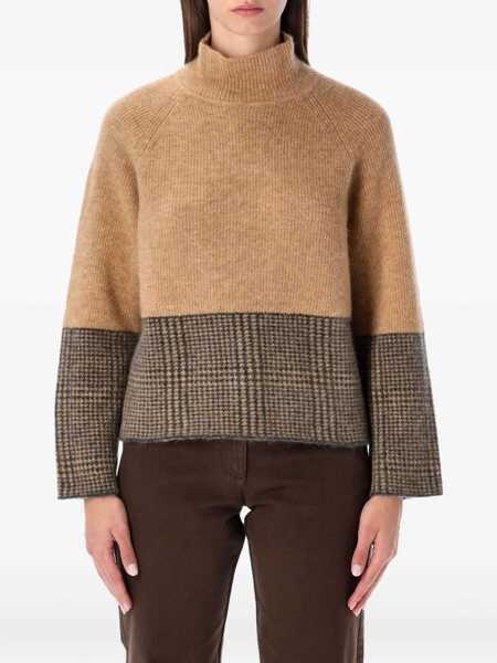 Pulovere Emporio Armani Emporio Armani Alpaca Sweater With Check Motif Brown Femei (BM 19090641) 1