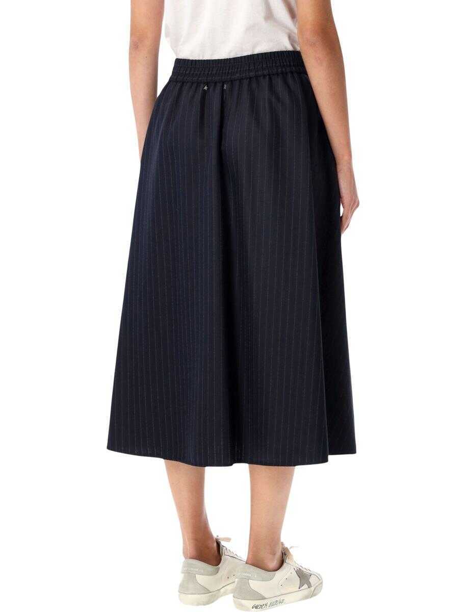 Fuste Golden Goose Golden Goose Navy Blue Wool Pint-Striped Midi Skirt DARK NAVY Femei (BM 19090668) 2